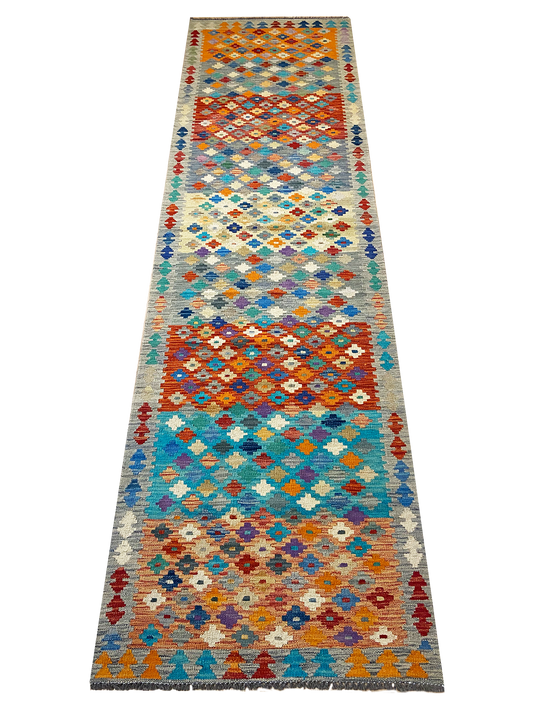 Handmade Colorful Kilim 2' 9" X 9' 7"