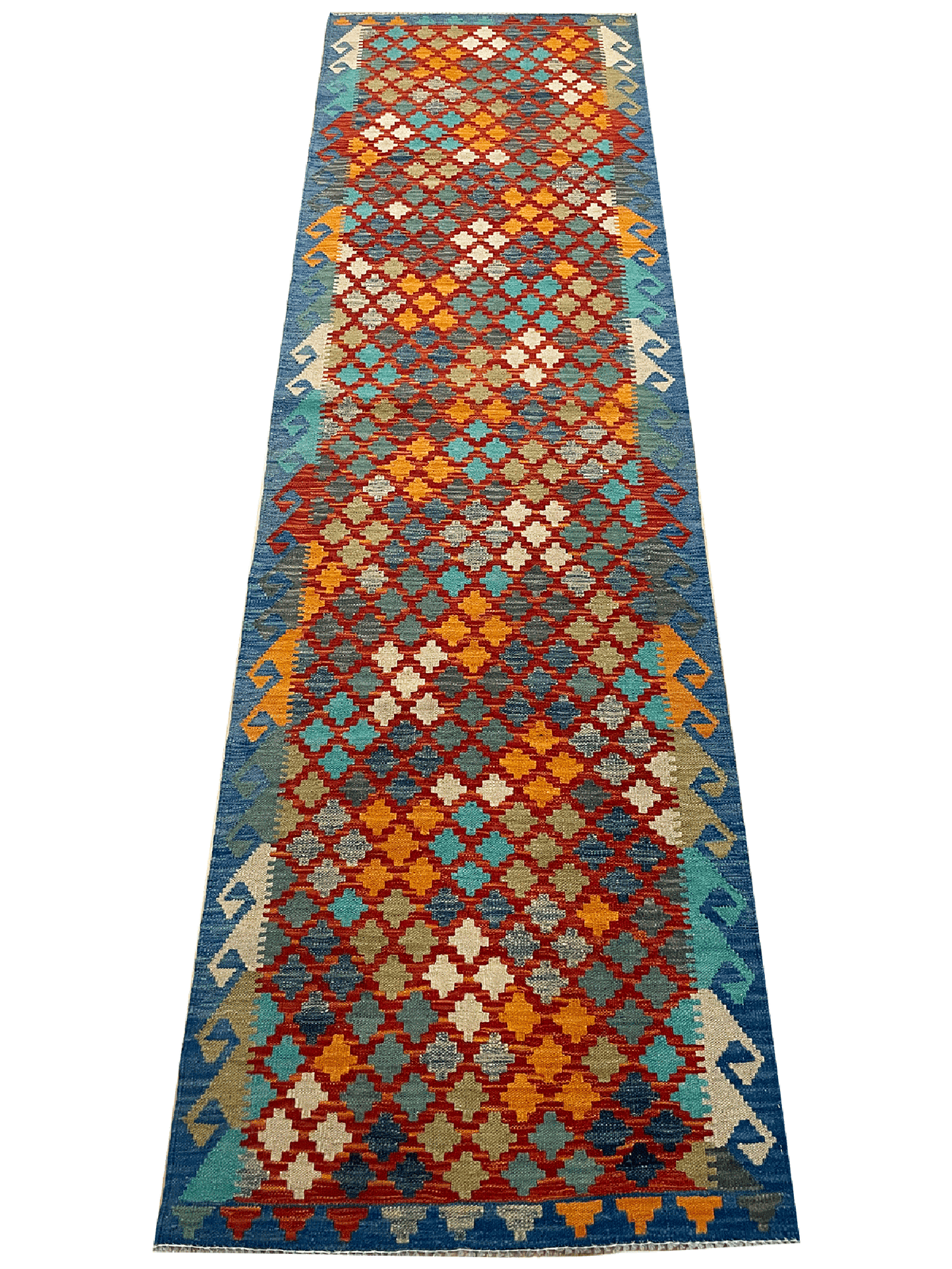 Handmade Colorful Kilim Runner 2' 10" X 9' 9"