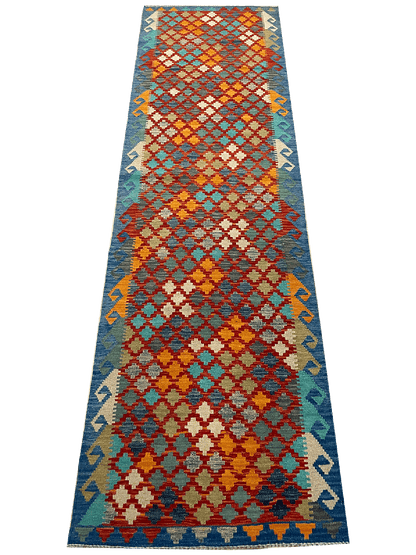Handmade Colorful Kilim Runner 2' 10" X 9' 9"