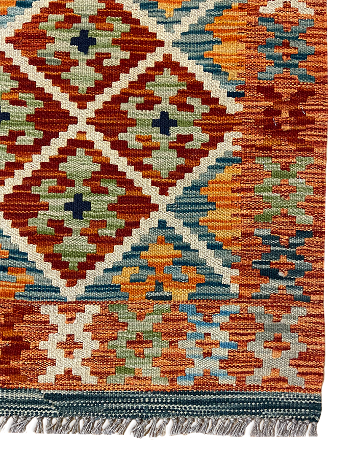 One-of-a-Kind Mariska Southwestern Handmade Kilim 2' 1" X 6' 5" Wool Orange Area Rug
