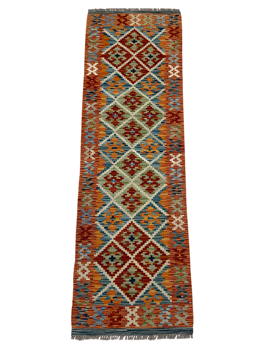 One-of-a-Kind Mariska Southwestern Handmade Kilim 2' 1" X 6' 5" Wool Orange Area Rug