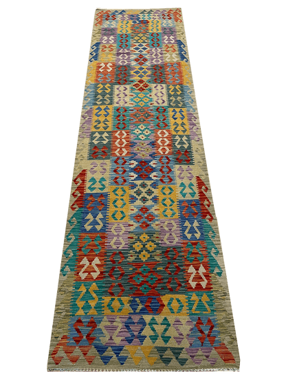 Broedy Southwestern Handmade Kilim Wool Area Rug in Red/Blue/Green