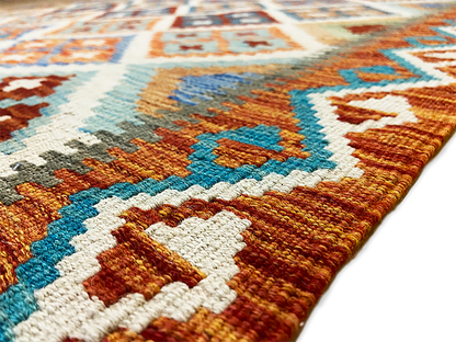 One-of-a-Kind Brigands Southwestern Handmade Kilim 4' 5" X 6' 5" Wool Orange Area Rug