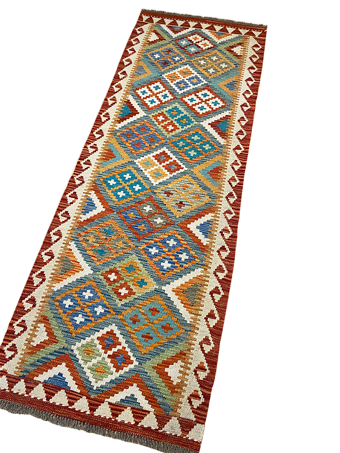 One-of-a-Kind Pevensie Southwestern Handmade Kilim 2' 4" X 6' 5" Wool Orange Area Rug